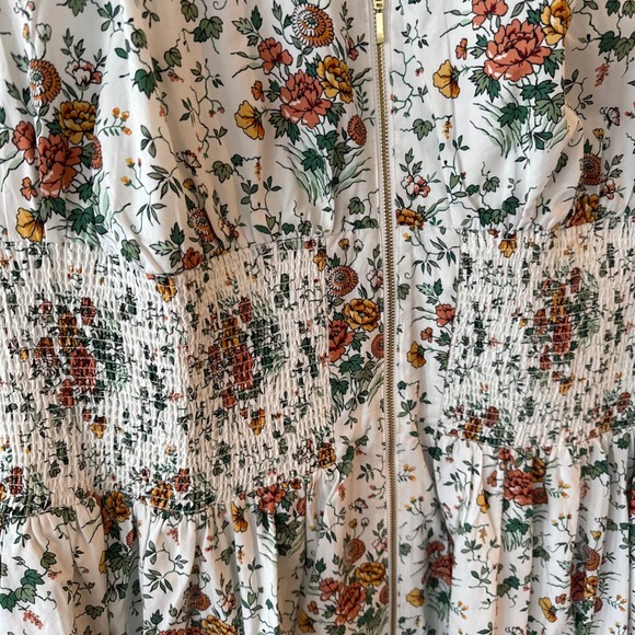 Anthropologie Tommie Zip Front Midi Dress NWT 3X Ivory Comb Floral Smocked Plus - Picture 9 of 16